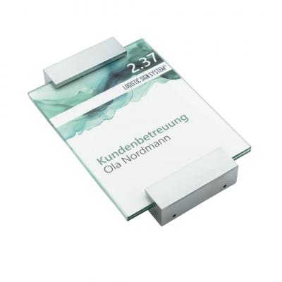 Tuerschild VITRUM A Glasschild mit  Alu für Buero